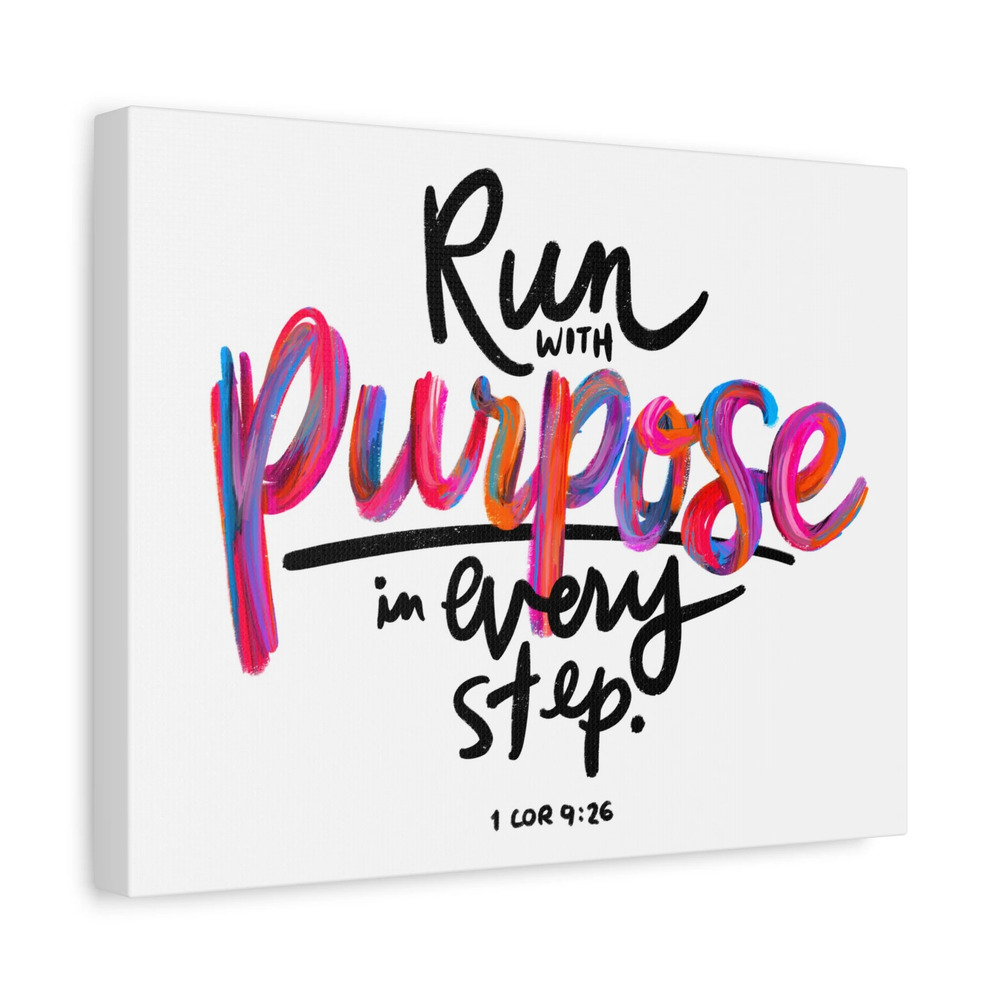Scripture Canvas Run With Purpose 1 Corinthians 9:26 Christian Wall Art Bible